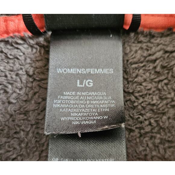 THE NORTH FACE Women's L Jacket Full Zip Olive Green Orange Fuzzy Zip Pockets 40 - Picture 4 of 10